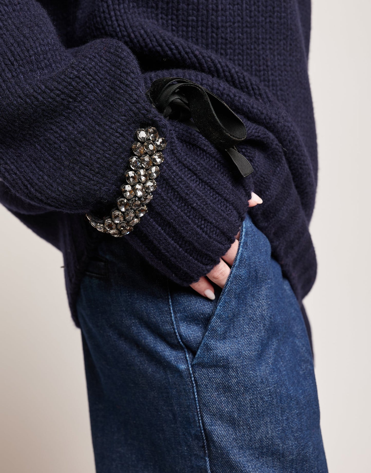 DOUUOD Maglione Dolcevita in Lana e Cashmere Oltremare