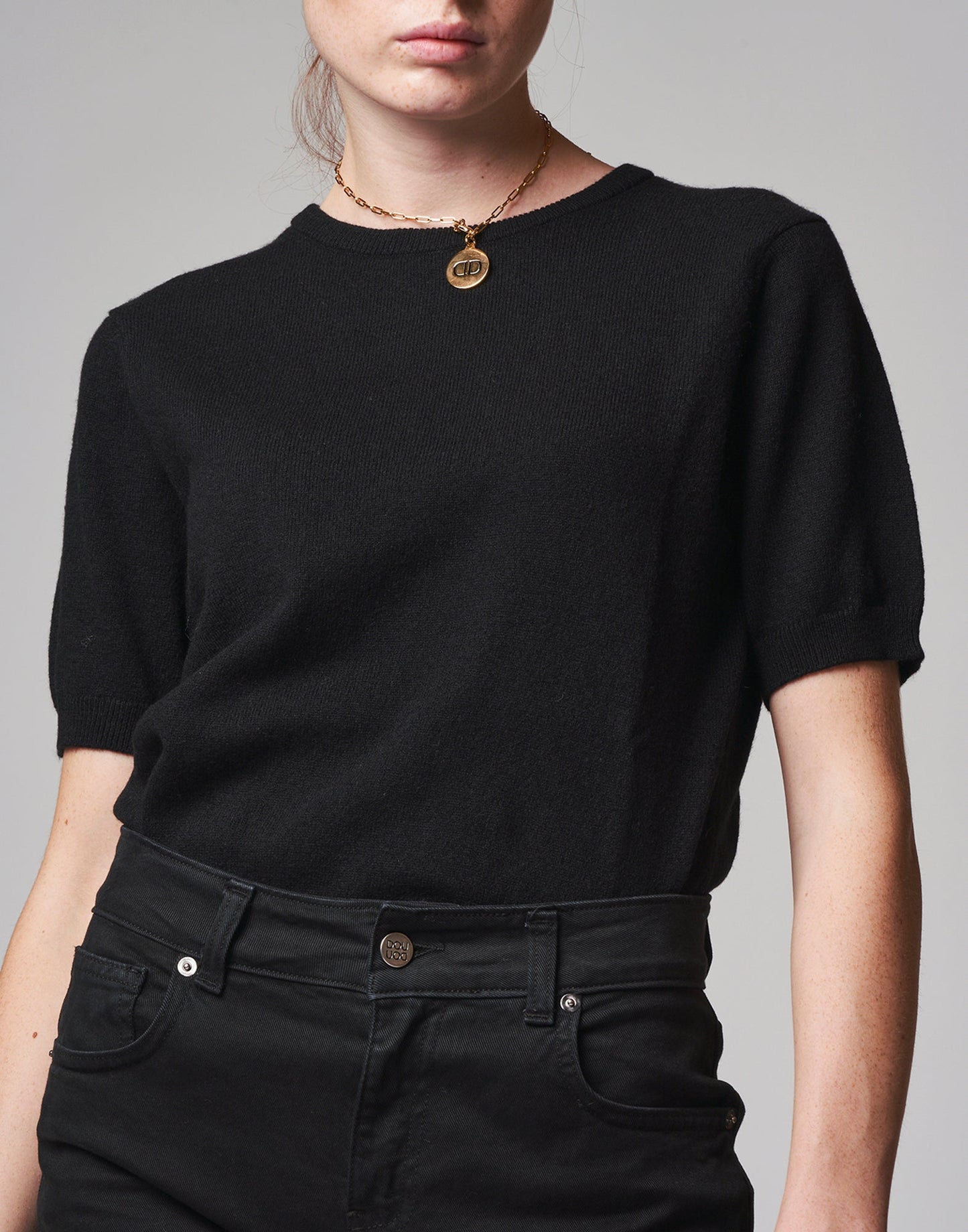 DOUUOD Maglioncino a mezze maniche in soft cashemere