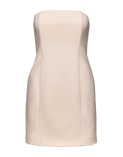 DOUUOD Mini Abito Decollete in Punto Milano Compact Burro