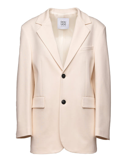 DOUUOD Giacca Over Monopetto in Punto Milano Compact Burro