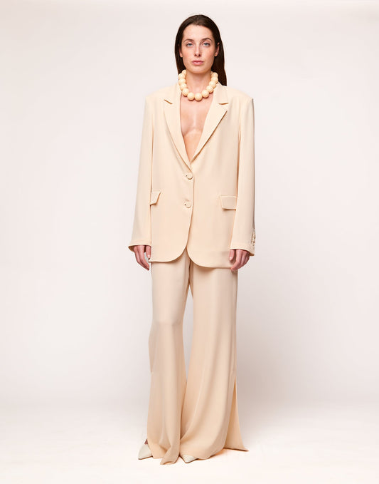 DOUUOD Giacca Monopetto in Cady Fluido Vaniglia