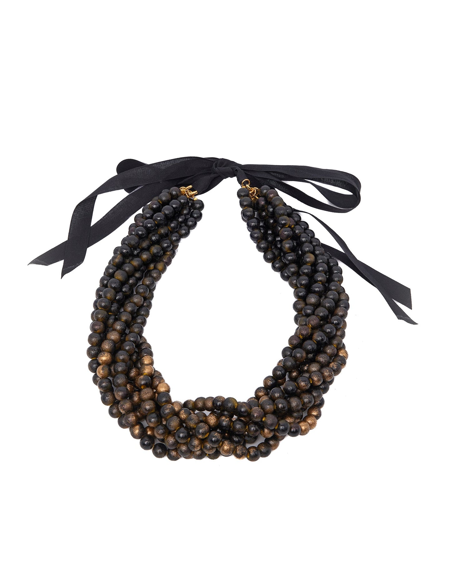 DOUUOD Collana Multifili con Perle in Legno Ebano