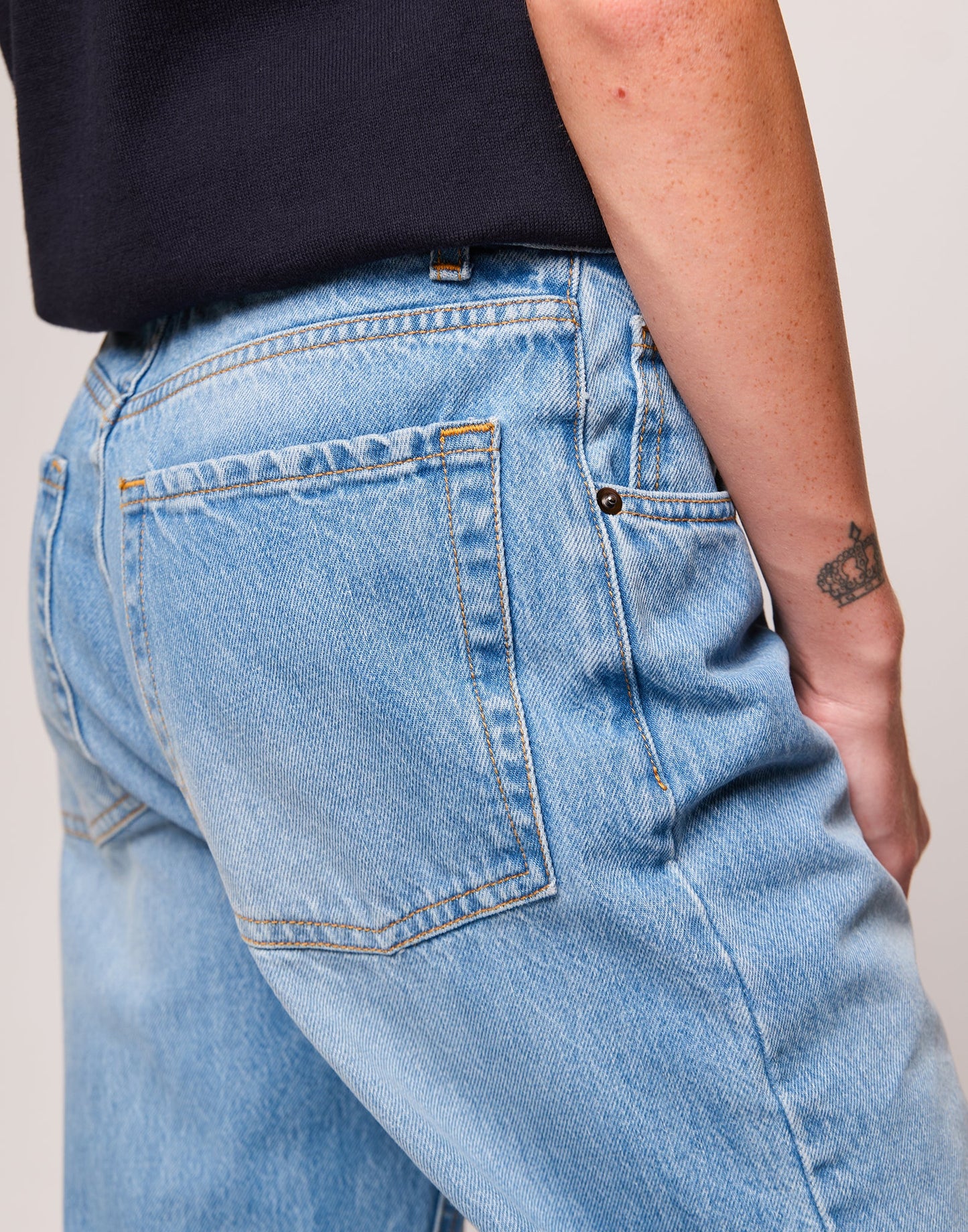 DOUUOD Jeans Baggy a 5 Tasche in Denim Light Blue