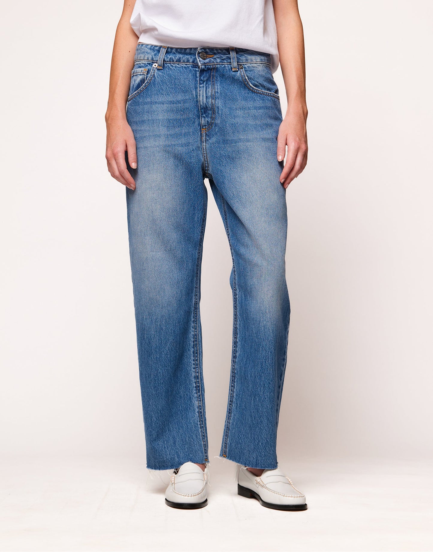 DOUUOD Jeans Baggy a 5 Tasche in Denim Medium Blue