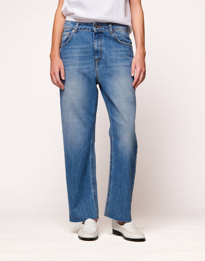 DOUUOD Jeans Baggy a 5 Tasche in Denim Medium Blue