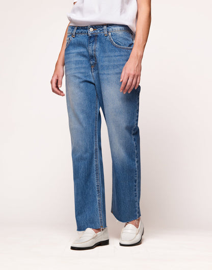 DOUUOD Jeans Baggy a 5 Tasche in Denim Medium Blue