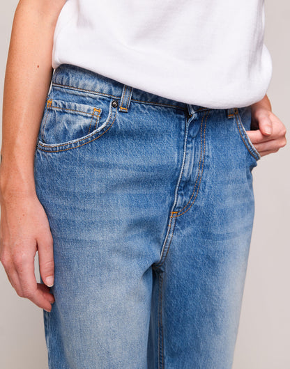 DOUUOD Jeans Baggy a 5 Tasche in Denim Medium Blue