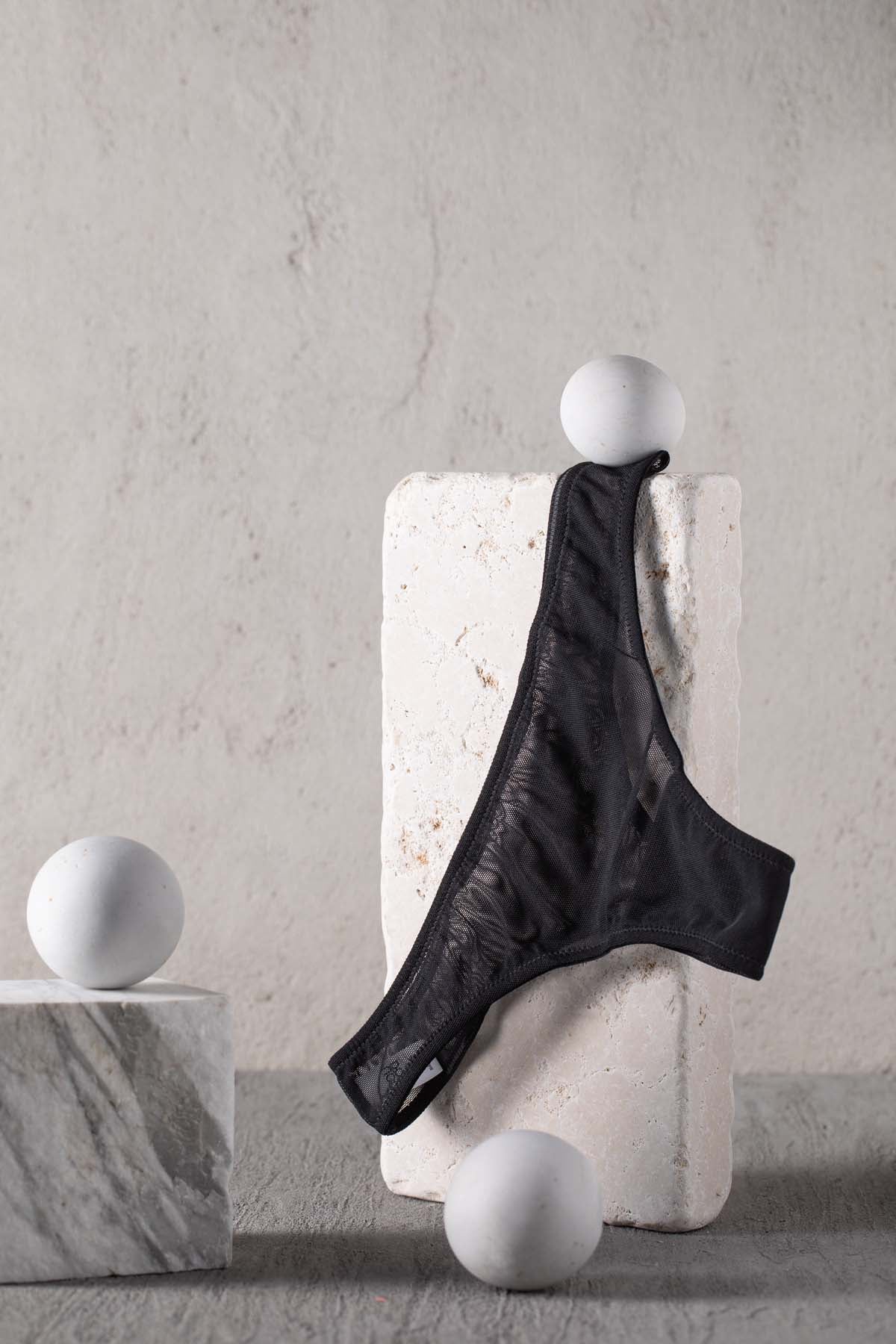 DOUUOD Slip a Brasiliana in Tulle Elasticizzato