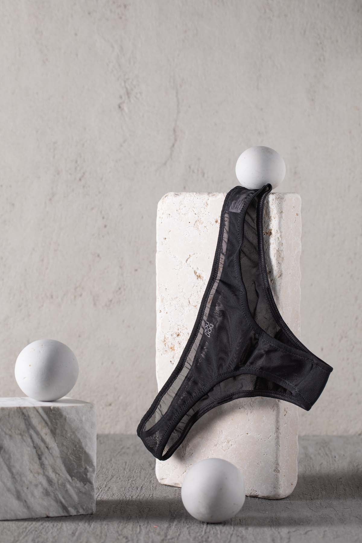 DOUUOD Slip a Brasiliana in Tulle Elasticizzato