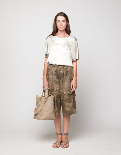 DOUUOD Borsa Shopping Giulia in Pelle Martellata Marmo