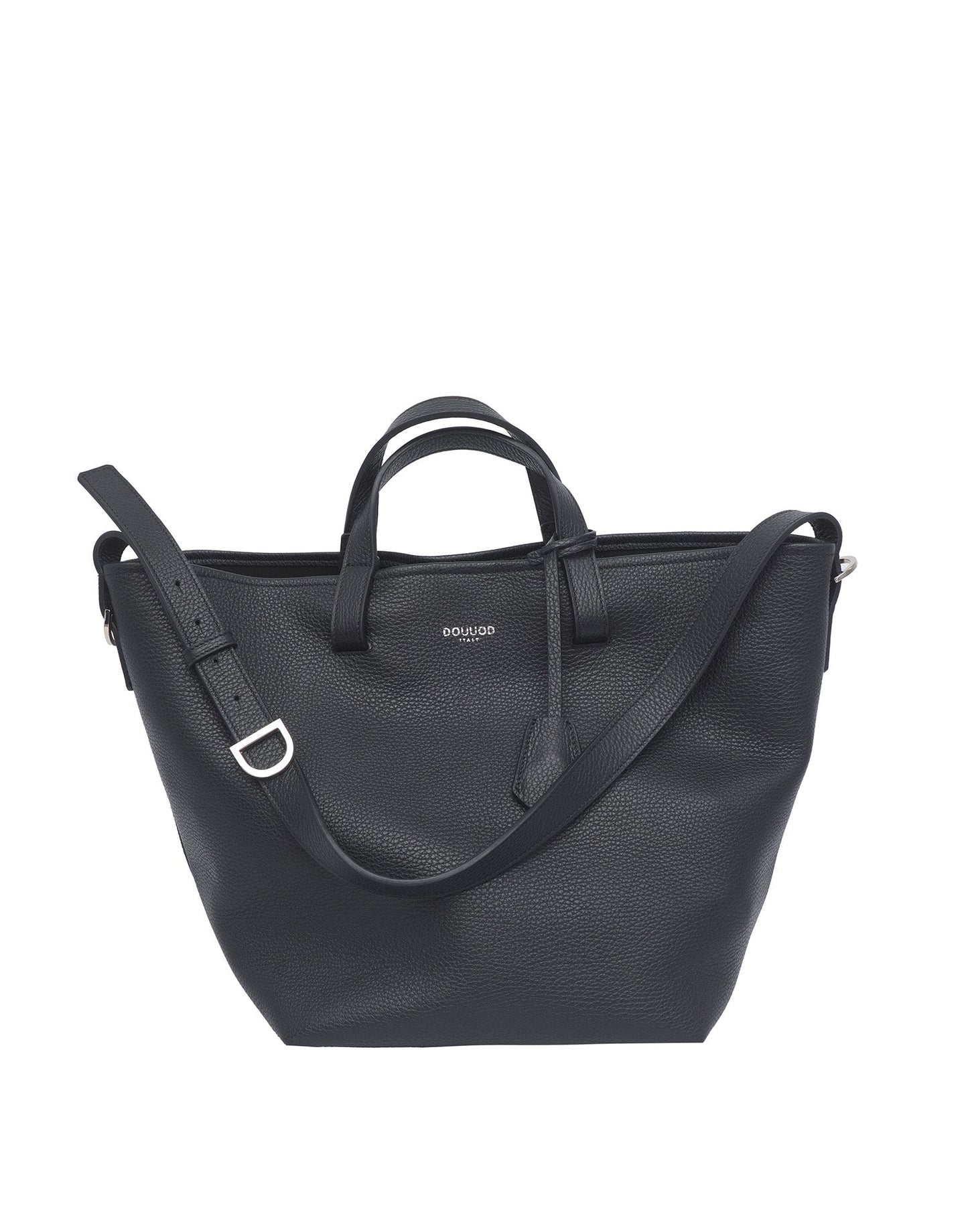 DOUUOD Borsa Shopping Giulia in Pelle Martellata Nera