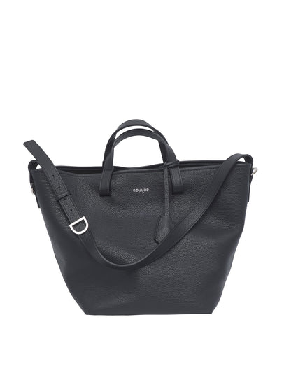 DOUUOD Borsa Shopping Giulia in Pelle Martellata Nera