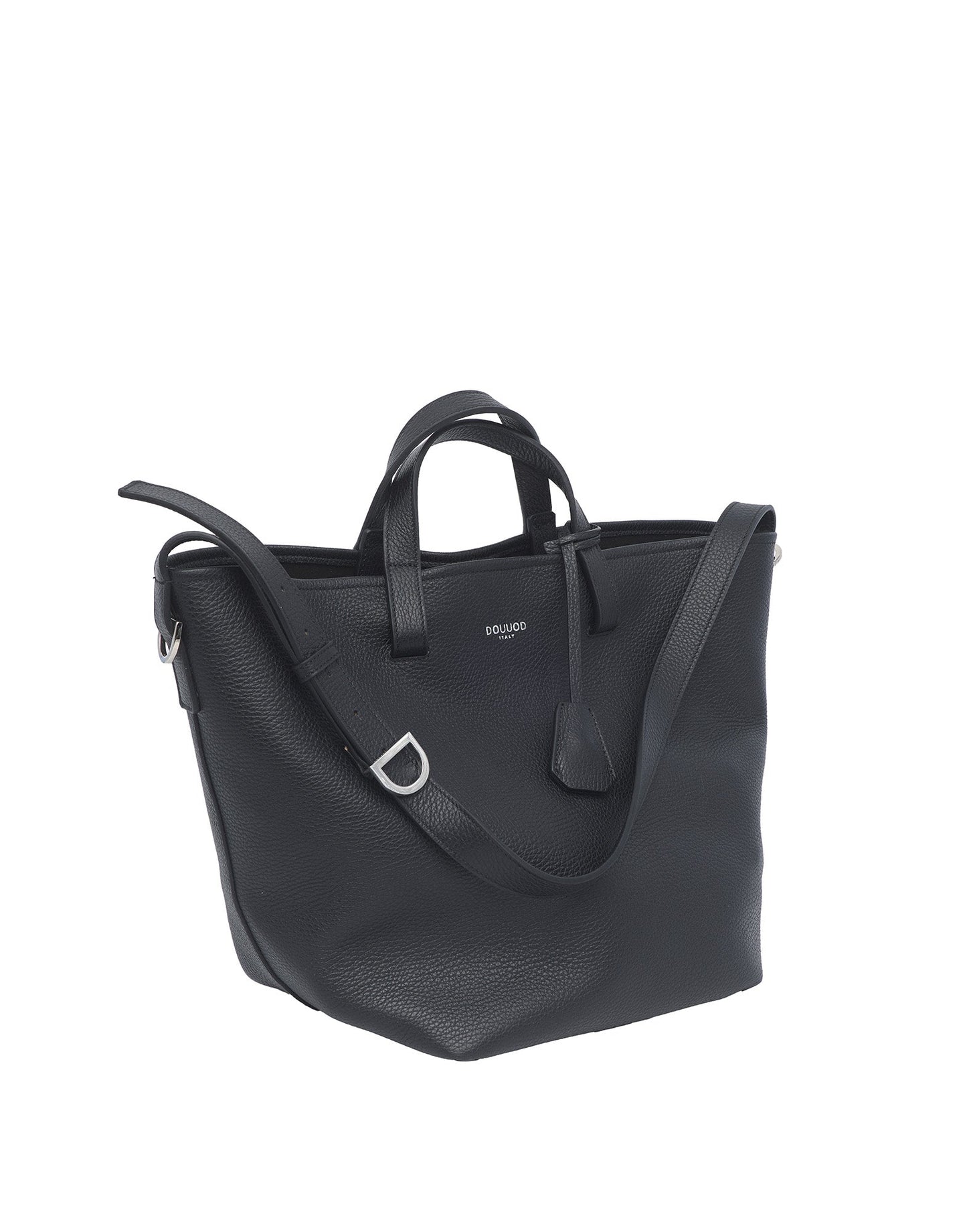 DOUUOD Borsa Shopping Giulia in Pelle Martellata Nera