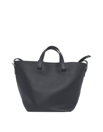 DOUUOD Borsa Shopping Giulia in Pelle Martellata Nera