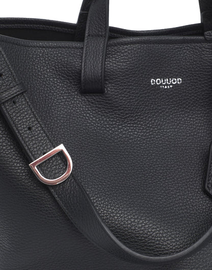DOUUOD Borsa Shopping Giulia in Pelle Martellata Nera
