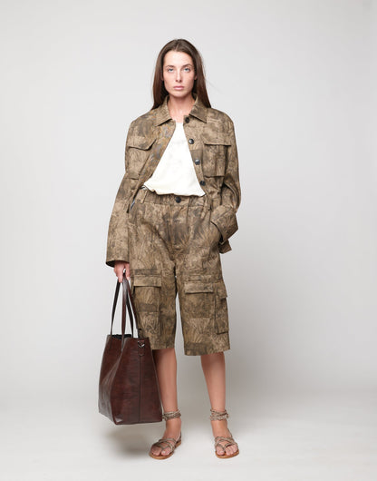 DOUUOD Borsa Olivia in Cuoio Tuffato Tinto e Lavato Moro