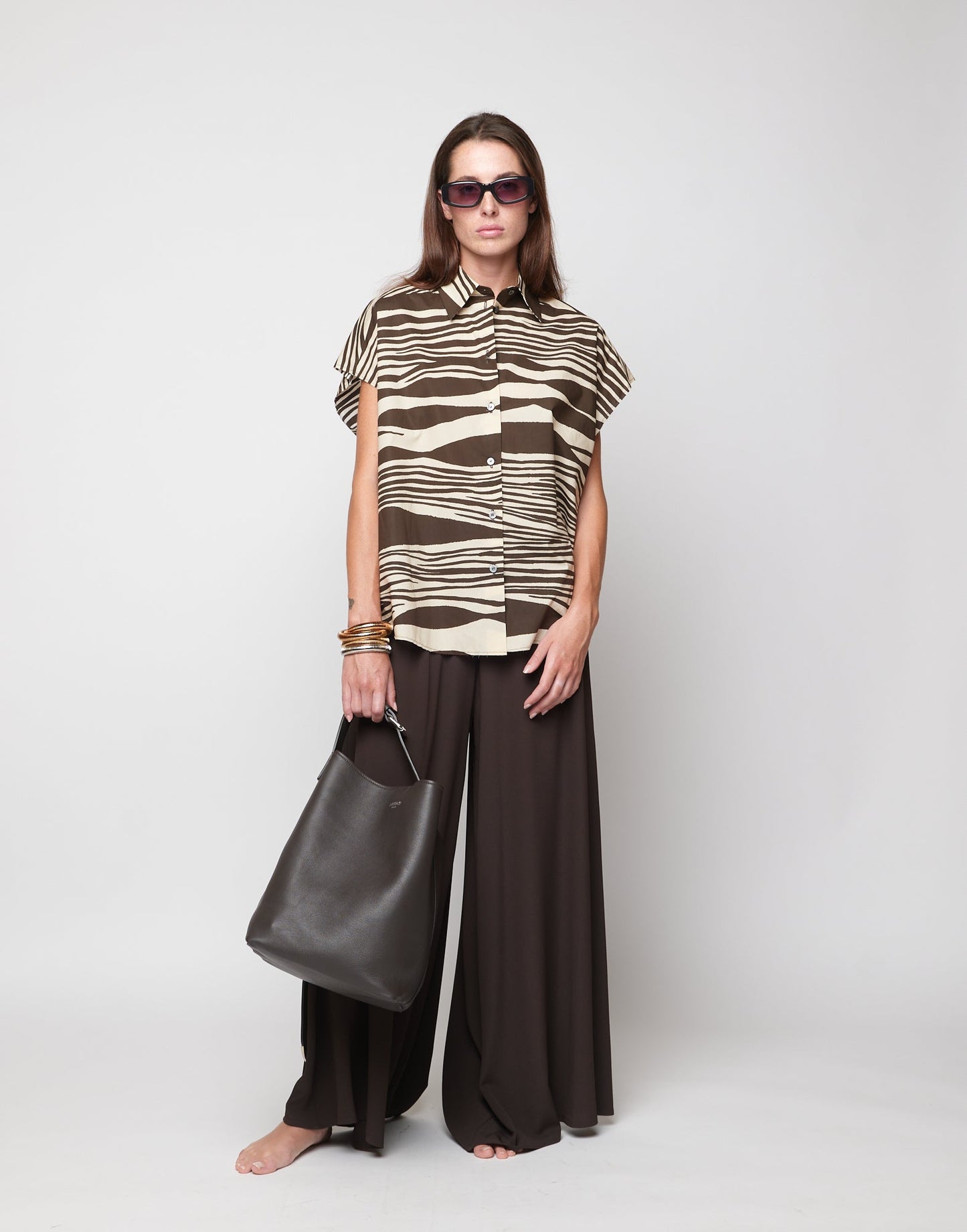 DOUUOD Borsa a Secchiello Tilla in Pelle Mousse Ebano