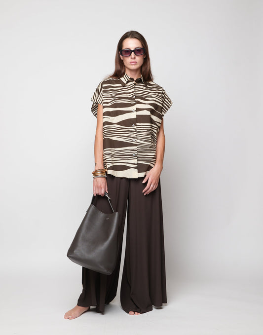 DOUUOD Borsa a Secchiello Tilla in Pelle Mousse Ebano