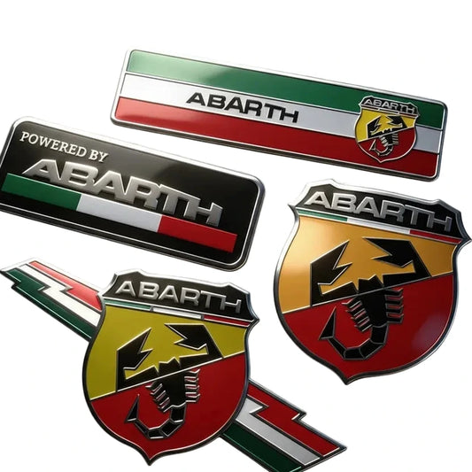 Badge 3D Abarth in Alluminio – Emblema Sportivo per Fiat 500, Punto, Panda e Tipo