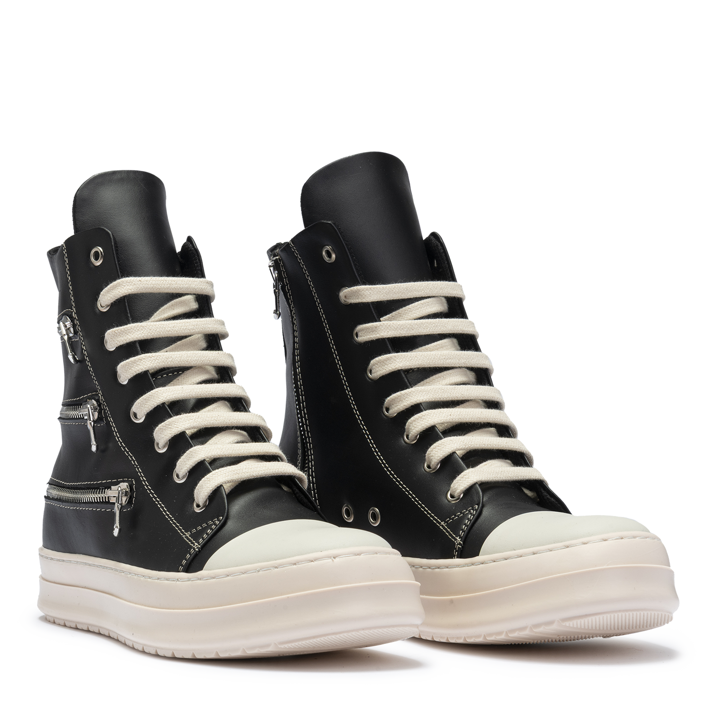 Leather High Triple Zip Sneakers