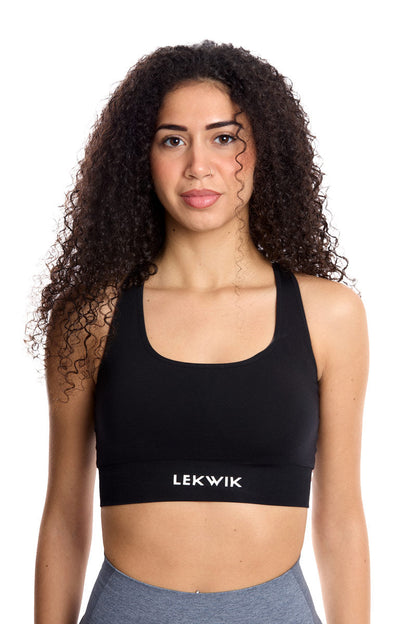 Top sportivo INES intrecciato nero